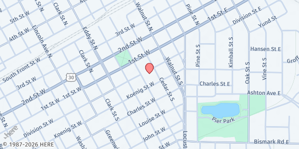 Map showing St Mary's Church at 112 S Cedar St., Grand Island, NE
