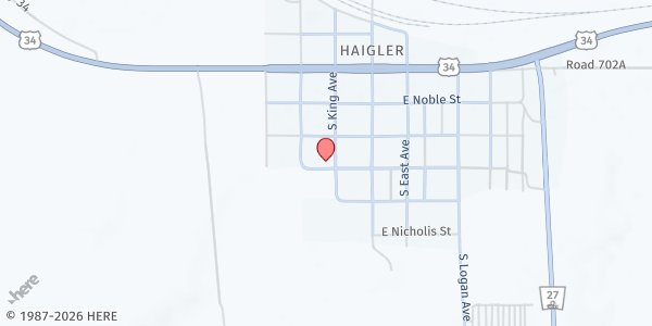 Map showing Methodist Church at 361 King Ave, Haigler, NE