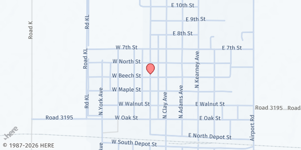 Map showing Harvard Peoples Project Food Pantry at 501 N Harvard Ave, Harvard, NE