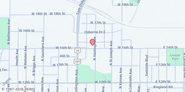 Map showing Crossroads Mission Ave - Hastings at 702 W 14th St, Hastings, NE