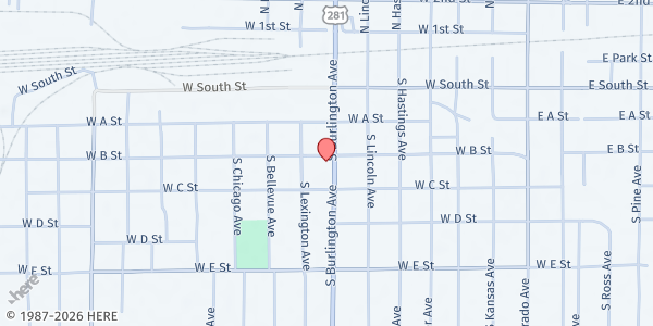 Map showing Salvation Army - Hastings at 400 S. Burlington, Hastings, NE