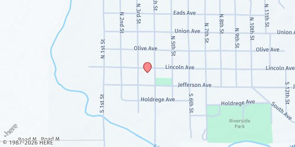 Map showing Blue Valley Community Action-Hebron at 327 Lincoln Ave, Hebron, NE
