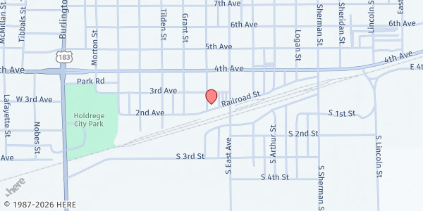 Map showing Phelps Community Pantry at 202 West Ave, Holdrege, NE