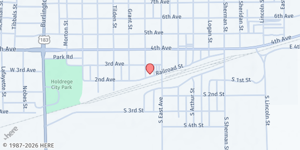 Map showing Phelps Community Pantry at 202 West Ave, Holdrege, NE