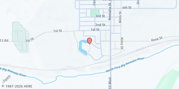 Map showing Food Bank of Lincoln at the Lake Park at Humboldt Lake Park, Humboldt, NE