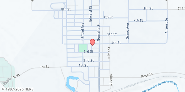 Map showing Southeast Nebraska Community Action-Humboldt at 802 4th Street, Humboldt, NE