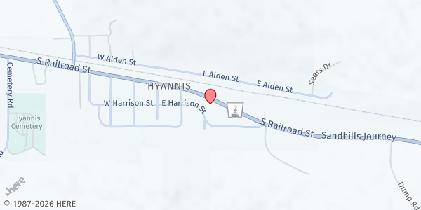 Map showing Calvary Church at 302 E Highway 2, Hyannis, NE