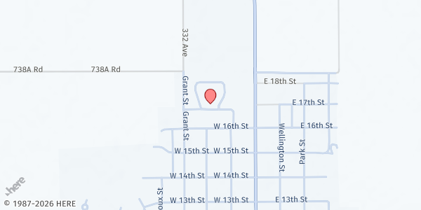 Map showing Crossroads Wesleyan Church at 220 W 17th St, Imperial, NE