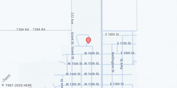 Map showing Crossroads Wesleyan Church at 220 W. 17th St., Imperial, NE