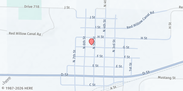 Map showing United Methodist Church at 408 5th St, Indianola, NE