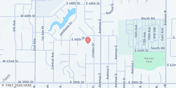 Map showing East Lawn Food Pantry at 2900 Grand Ave Lot 342, Kearney, NE