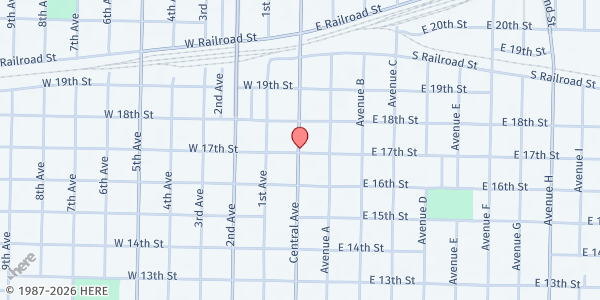 Map showing The Salvation Army of Kearney at 1719 Central Ave, Kearney, NE