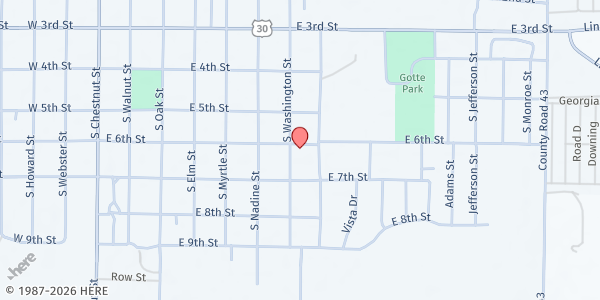 Map showing First Baptist Church at 601 S Washington St, Kimball, NE