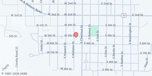 Map showing First English Lutheran Church ELCA at 501 S Webster St, Kimball, NE