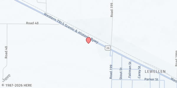 Map showing Lewellen Community Wesleyan Church at 506 US-26, Lewellen, NE