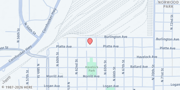 Map showing Aging Partners Northeast Center at 6310 Platte Avenue, Lincoln, NE