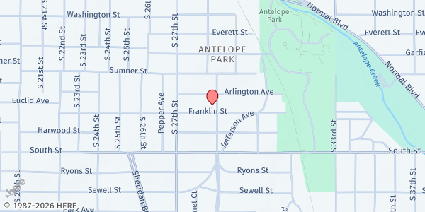 Map showing Calvary Lutheran Church at 2788 Franklin St, Lincoln, NE