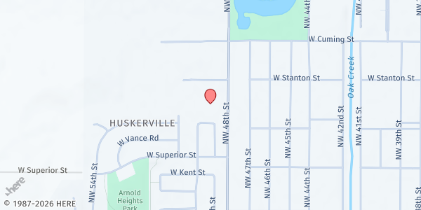 Map showing Carol Yoakum Family Center at 4621 NW 48th St, Lincoln, NE