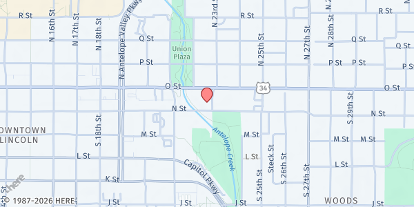 Map showing Catholic Social Services at 2241 O St, Lincoln, NE