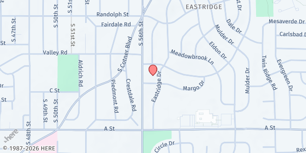 Map showing Eastridge Presbyterian Church at 1135 Eastridge Dr, Lincoln, NE