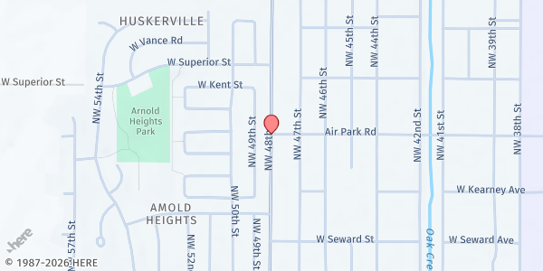 Map showing Food Bank of Lincoln - Airpark Distribution Site at Northwest 48th Street & Air Park Road, Lincoln, NE
