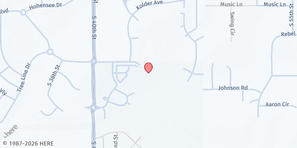 Map showing Food Bank of Lincoln at Southwood Lutheran Church at 4301 Wilderness Hills Boulevard, Lincoln, NE