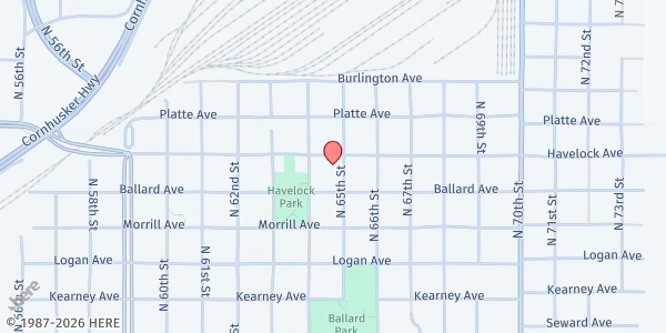 Map showing Fresh Start Inc at 6433 Havelock Ave, Lincoln, NE