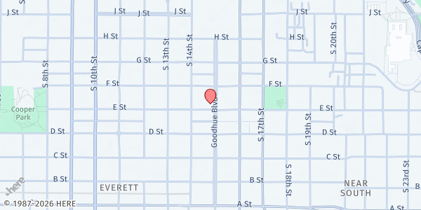Map showing Gathering Place at 1448 E Street, Lincoln, NE