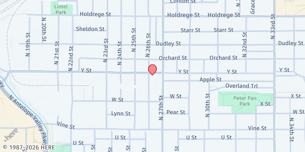 Map showing Good Neighbor Center at 2617 Y Street, Lincoln, NE