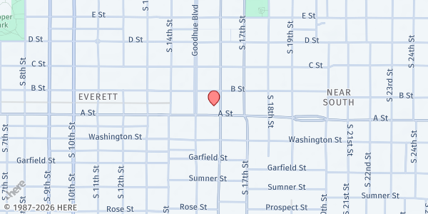 Map showing Grace Chapel at 1345 S 16th St, Lincoln, NE
