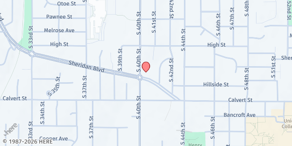 Map showing Grace Chapel PCA at 4000 Sheridan Blvd., Lincoln, NE