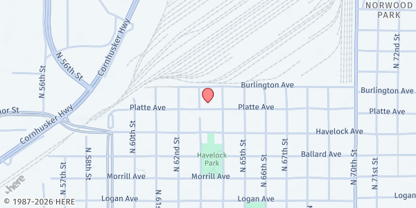 Map showing Lincoln Fresh at Aging Partners Northeast Sen. Center at 6310 Platte Avenue, Lincoln, NE