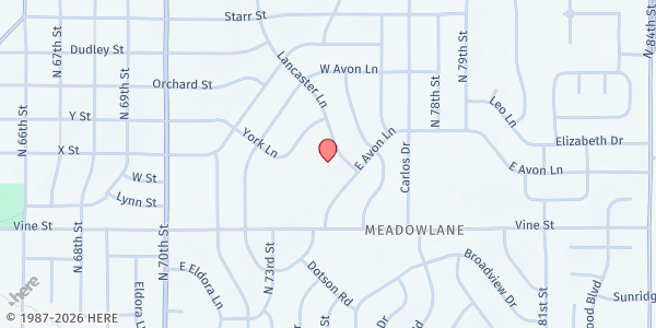 Map showing Lutheran Food Pantry at 1015 Lancaster Lane, Lincoln, NE