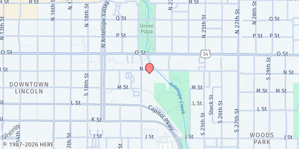 Map showing Mission Distribution Center at 2101 N. St., Lincoln, NE