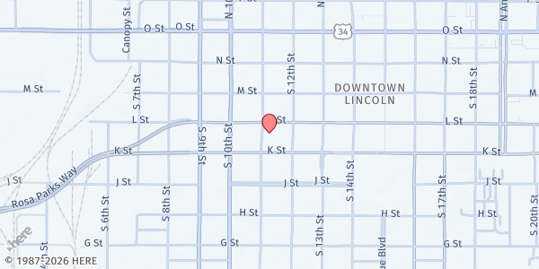 Map showing Muchachos Lil Pantry at 416 S. 11th St., Lincoln, NE