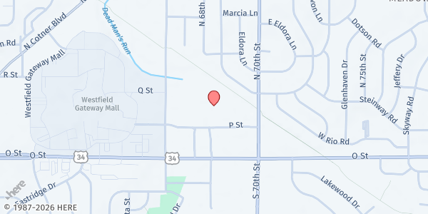 Map showing People's City Mission Help Center at 6800 P St, Lincoln, NE