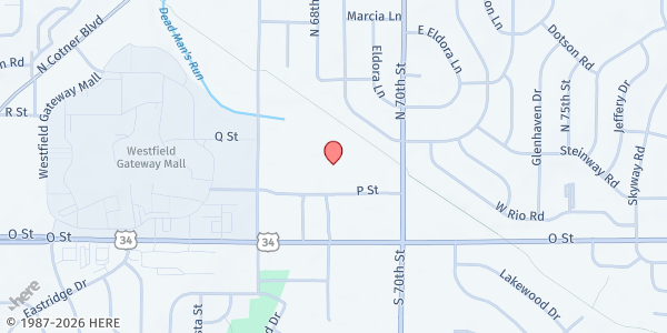 Map showing People's City Mission Help Center at 6800 P Street, Lincoln, NE
