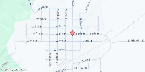 Map showing The Palace - Long Pine Mobile Distribution at 485 N Main St, Long Pine, NE