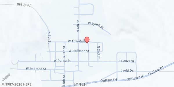 Map showing United Methodist Church at 201 3rd St, Lynch, NE