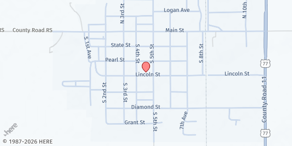 Map showing St Joseph's Catholic Church at 430 Lincoln St, Lyons, NE