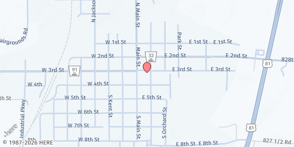 Map showing Madison Food Pantry at 115 E 3rd St, Madison, NE