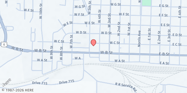 Map showing McCook Christian Church at 507 W B St, McCook, NE