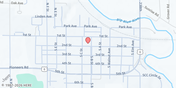 Map showing Milford United Methodist Church at 610 2nd St, Milford, NE