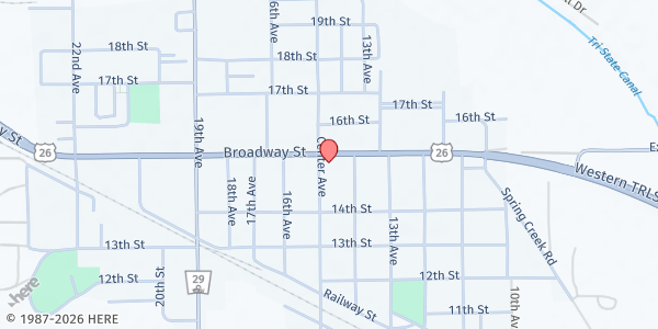 Map showing Federated Church at 1451 Center Ave, Mitchell, NE