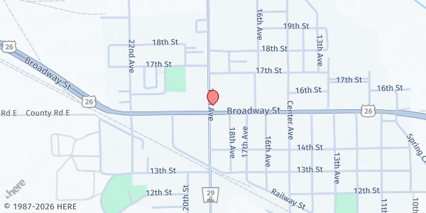 Map showing The Vine United Methodist Church - Mitchell at 1845 Broadway, Mitchell, NE