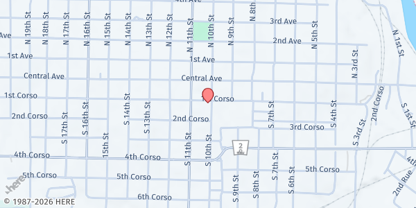 Map showing Nebraska City Cares at 1005 1st Corso, Nebraska City, NE