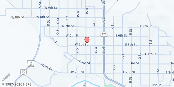 Map showing Antelope County Food Pantry at 110 W 5th St, Neligh, NE