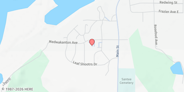 Map showing Santee Sioux Nation Pantry - Food Distribution Center at 110 Visiting Eagle St, Niobrara, NE