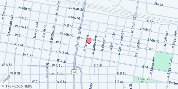 Map showing Mid-Plains United Way at 315 N Dewey St #203B, North Platte, NE