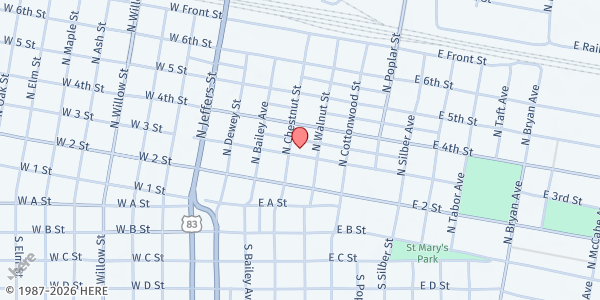 Map showing North Platte Catholic Community Food Pantry at 421 1/2 E 3rd St, North Platte, NE